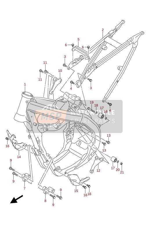 Suzuki RM-Z250 2021 Telaio per un 2021 Suzuki RM-Z250