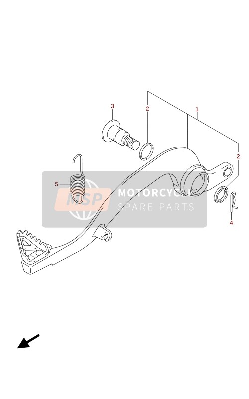 Suzuki RM-Z250 2021 Rempedaal voor een 2021 Suzuki RM-Z250