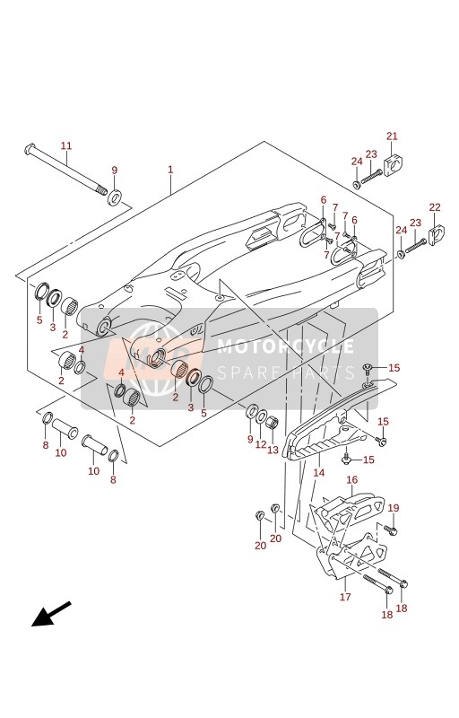 Suzuki RM-Z250 2021 REAR SWINGINGARM for a 2021 Suzuki RM-Z250