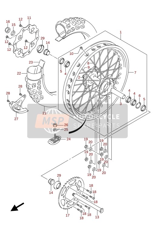 Suzuki RM-Z250 2021 Achterwiel voor een 2021 Suzuki RM-Z250