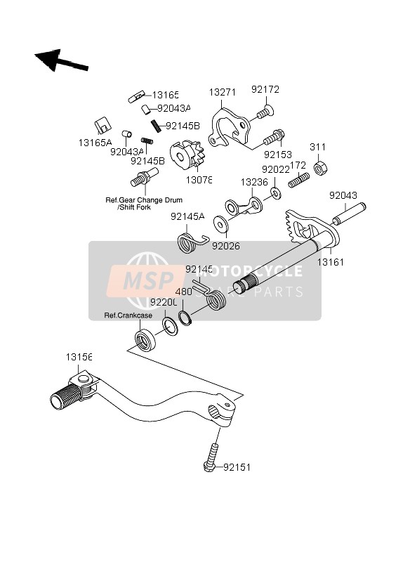 Suzuki RM-Z250 2006 Mécanisme de changement de vitesse pour un 2006 Suzuki RM-Z250