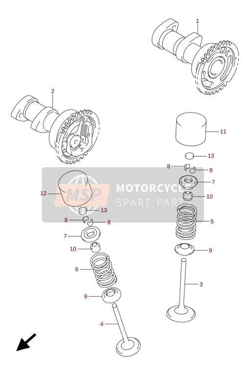 Suzuki RM-Z250 2022 Árbol de levas - Válvula para un 2022 Suzuki RM-Z250