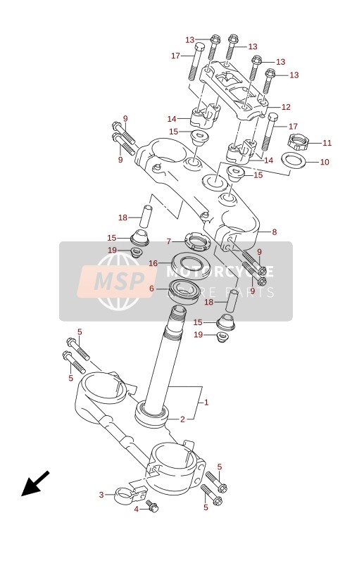 Suzuki RM-Z250 2022 Vástago de dirección para un 2022 Suzuki RM-Z250