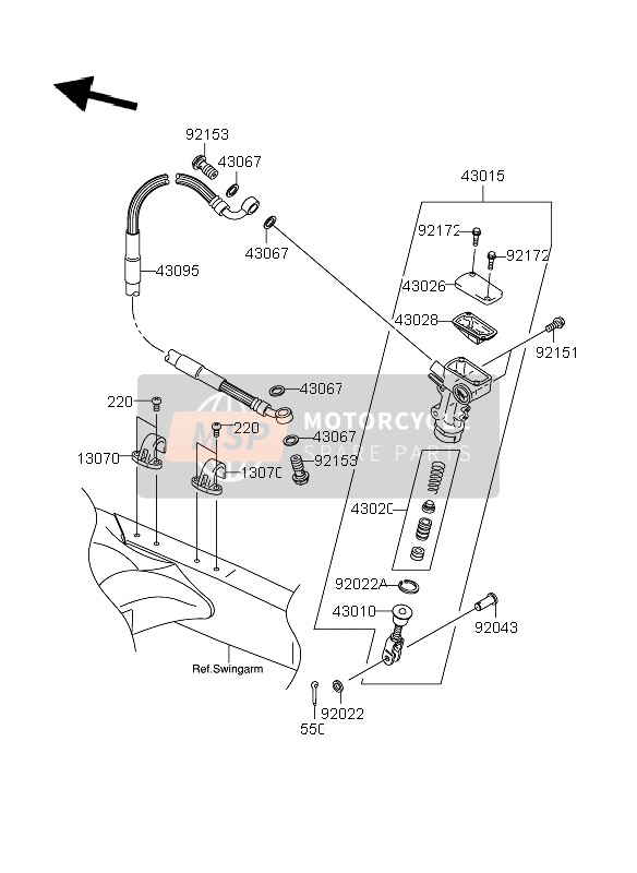 Suzuki RM-Z250 2006 Rear Master Cylinder for a 2006 Suzuki RM-Z250