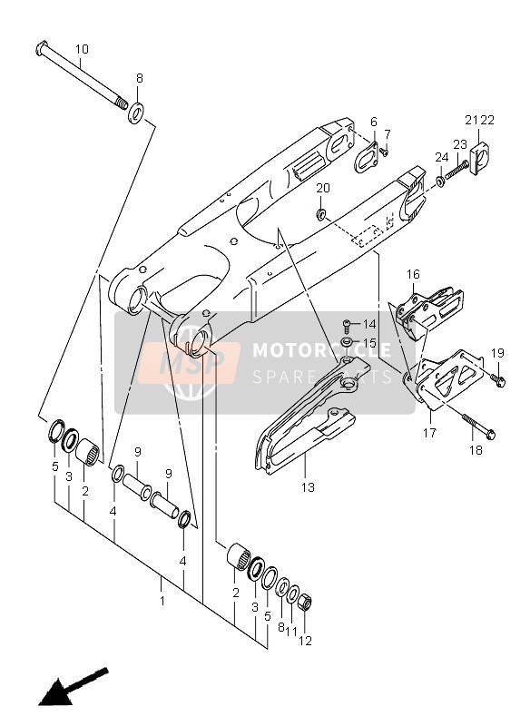 Suzuki RM-Z450 2006 Bras oscillant arrière pour un 2006 Suzuki RM-Z450