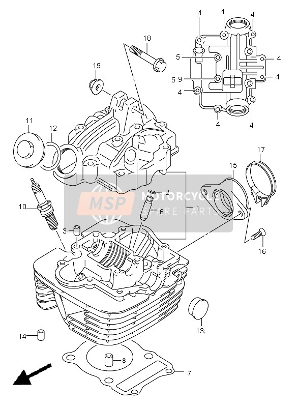 Suzuki DR-Z125 (SW & LW) 2006 Testata per un 2006 Suzuki DR-Z125 (SW & LW)