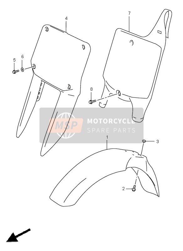 Suzuki RM125 1996 Front Fender for a 1996 Suzuki RM125