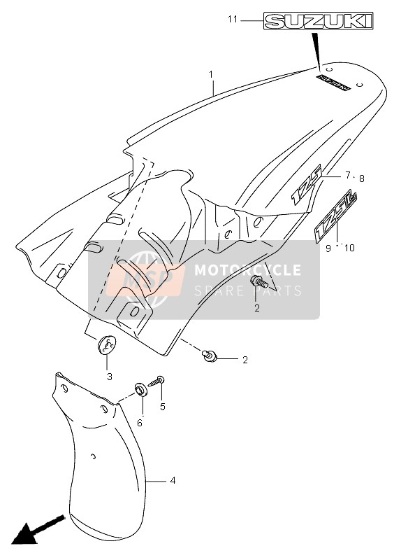 6311308G10YJ4, Fender, Rear (Blue), Suzuki, 0