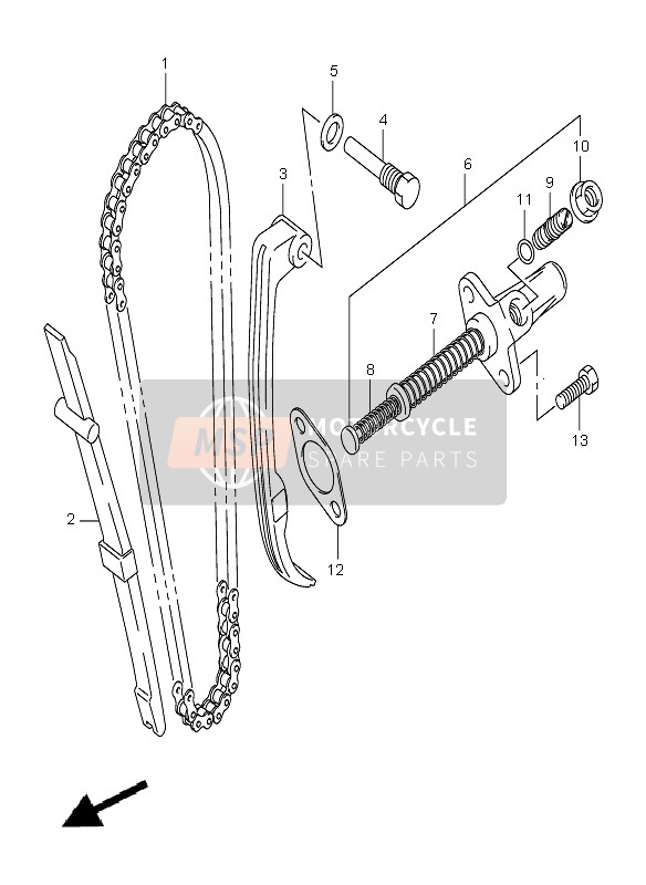 Suzuki DR-Z125 (SW & LW) 2007 Cam Chain for a 2007 Suzuki DR-Z125 (SW & LW)