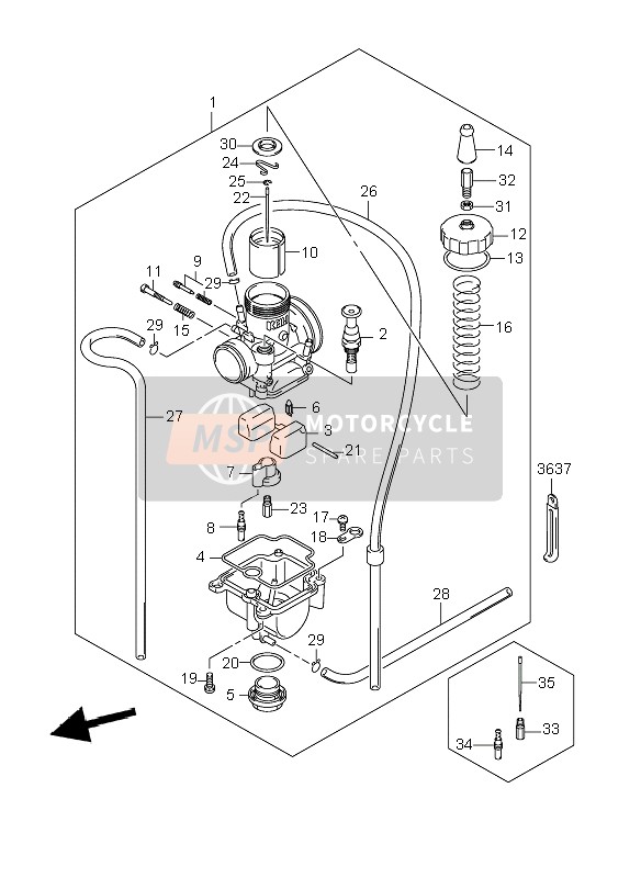 Suzuki RM85 (SW & LW) 2007 Carburatore per un 2007 Suzuki RM85 (SW & LW)