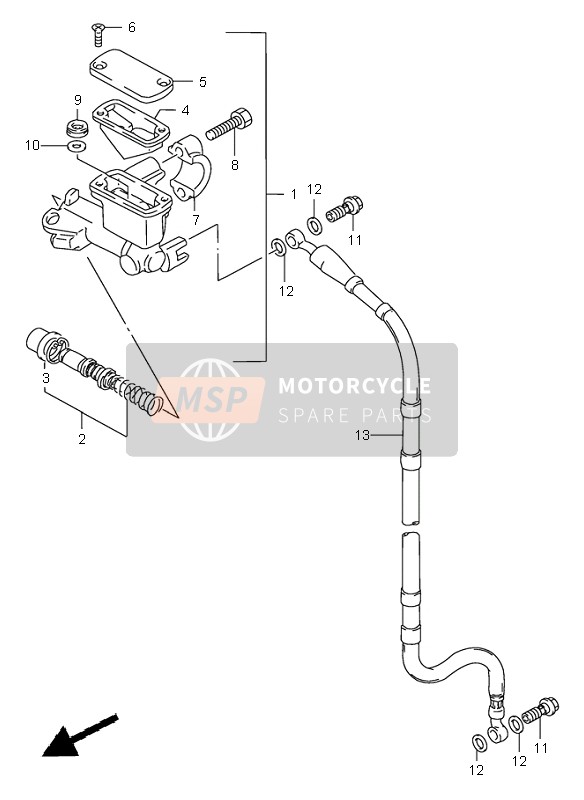 Suzuki RM125 1996 Front Master Cylinder for a 1996 Suzuki RM125