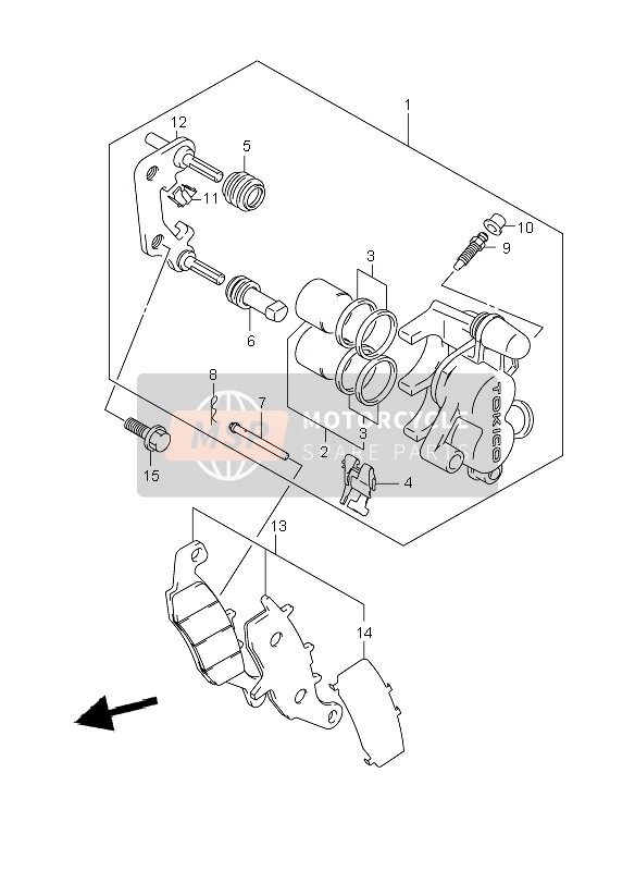 Suzuki RM85 (SW & LW) 2007 Front Caliper for a 2007 Suzuki RM85 (SW & LW)