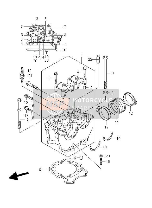 Suzuki RM-Z250 2007 Cylinder Head for a 2007 Suzuki RM-Z250