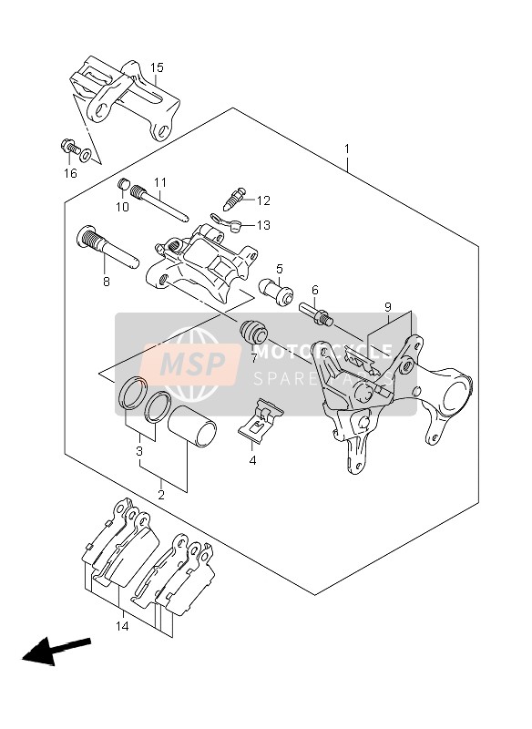 Suzuki RM-Z250 2007 Rear Caliper for a 2007 Suzuki RM-Z250