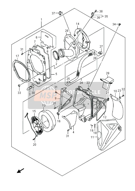 Suzuki RMX450Z 2013 Filtro dell'aria per un 2013 Suzuki RMX450Z