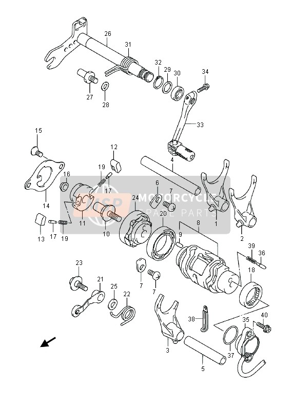 Suzuki RM-Z250 2013 Cambio de marchas para un 2013 Suzuki RM-Z250