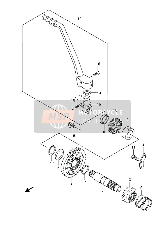 Suzuki RM-Z250 2013 Kick Starter para un 2013 Suzuki RM-Z250