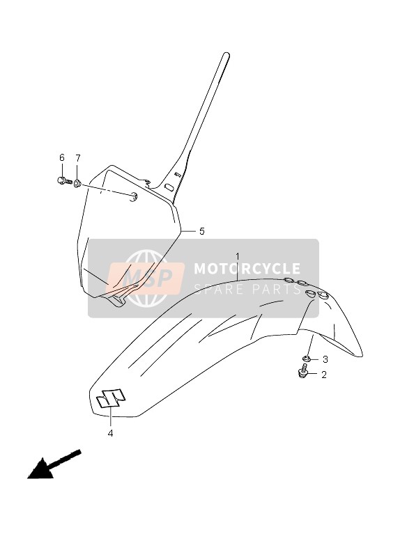 Suzuki DR-Z125 (SW & LW) 2008 VORDERER KOTFLÜGEL für ein 2008 Suzuki DR-Z125 (SW & LW)