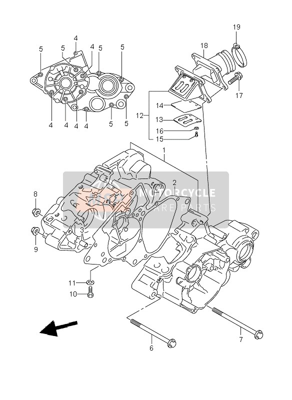 Suzuki RM85 (SW & LW) 2008 Crankcase for a 2008 Suzuki RM85 (SW & LW)