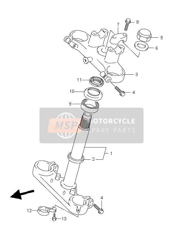 Suzuki RM85 (SW & LW) 2008 Support de fourche avant pour un 2008 Suzuki RM85 (SW & LW)