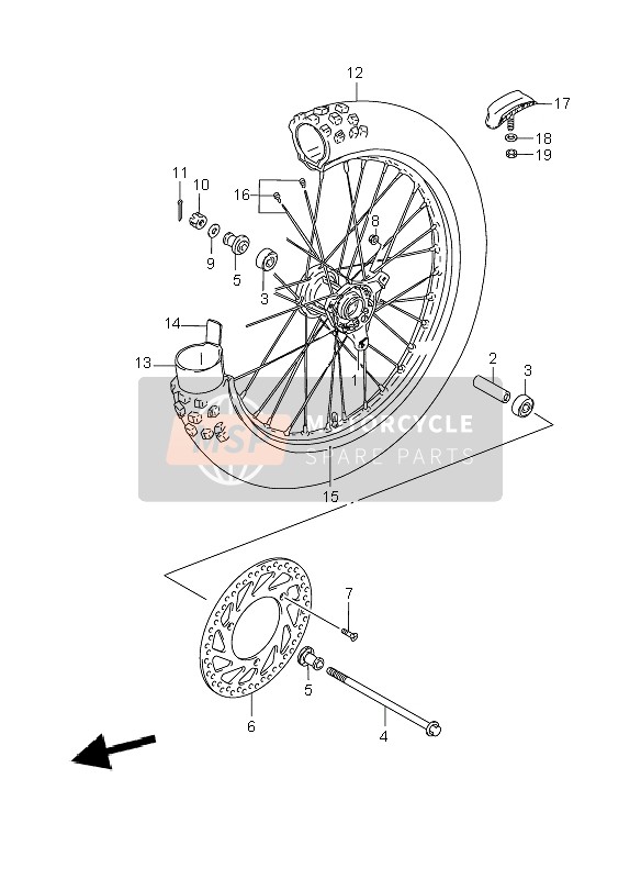 Suzuki RM85 (SW & LW) 2008 Front Wheel (SW) for a 2008 Suzuki RM85 (SW & LW)