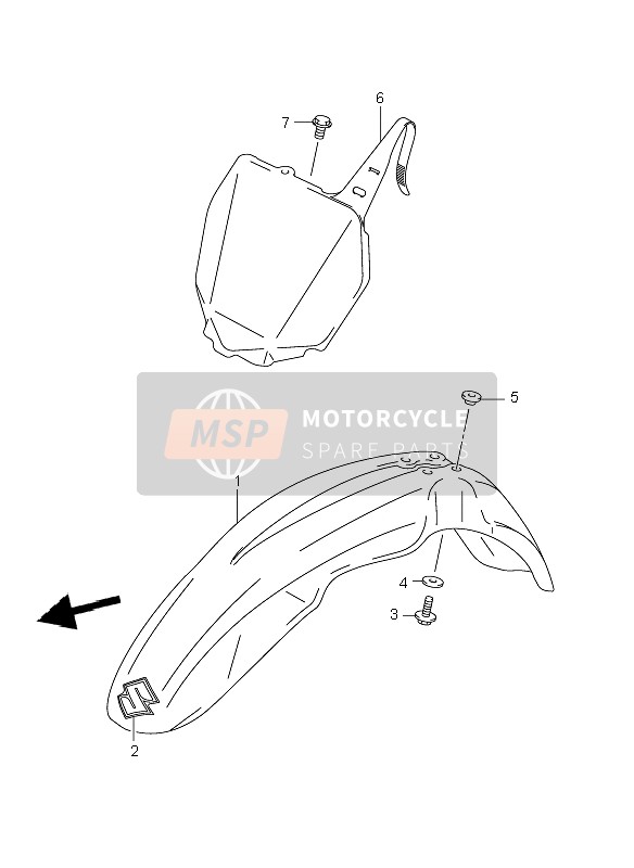 Suzuki RM250 2008 Garde-boue avant pour un 2008 Suzuki RM250