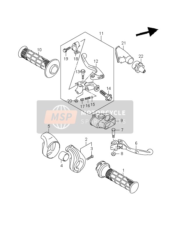 Suzuki RM-Z250 2008 Levier de poignée pour un 2008 Suzuki RM-Z250