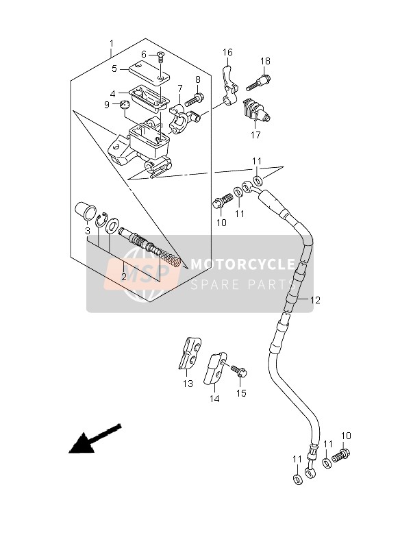 Suzuki RM-Z450 2008 Front Master Cylinder for a 2008 Suzuki RM-Z450