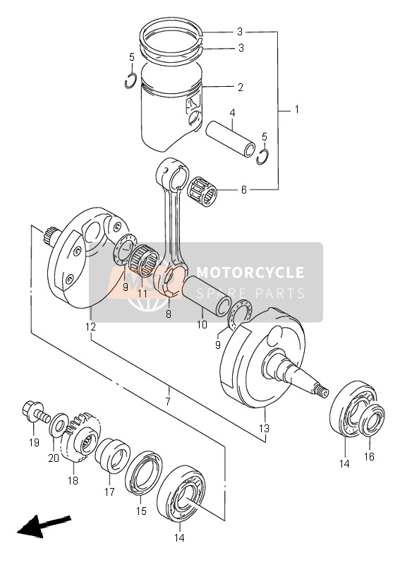 Suzuki RM-X250 1996 Vilebrequin pour un 1996 Suzuki RM-X250