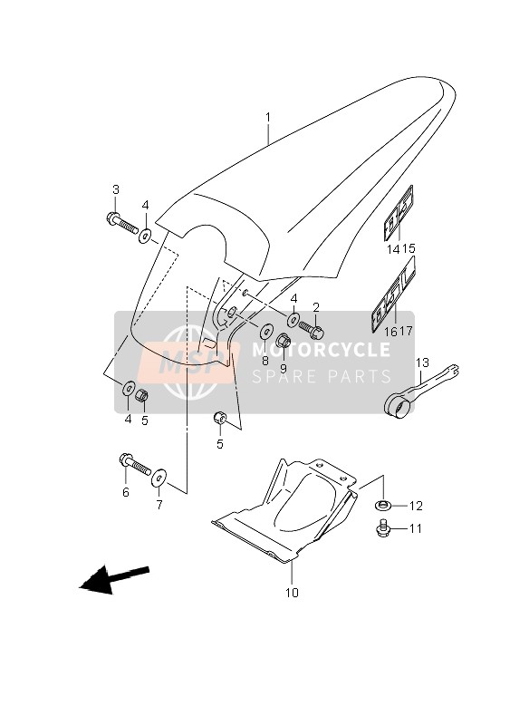 Suzuki RM85 (SW & LW) 2009 Rear Fender for a 2009 Suzuki RM85 (SW & LW)