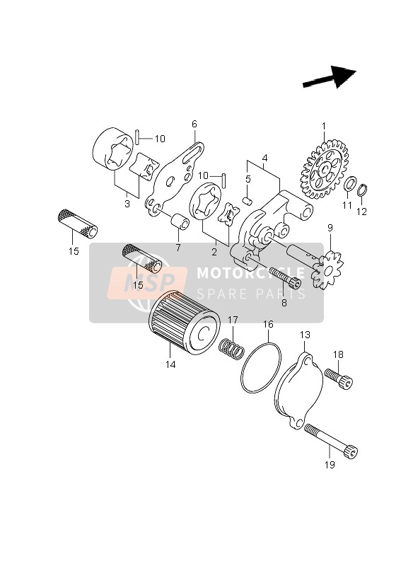 Suzuki RM-Z250 2009 La pompe à huile & Filtre à l'huile pour un 2009 Suzuki RM-Z250