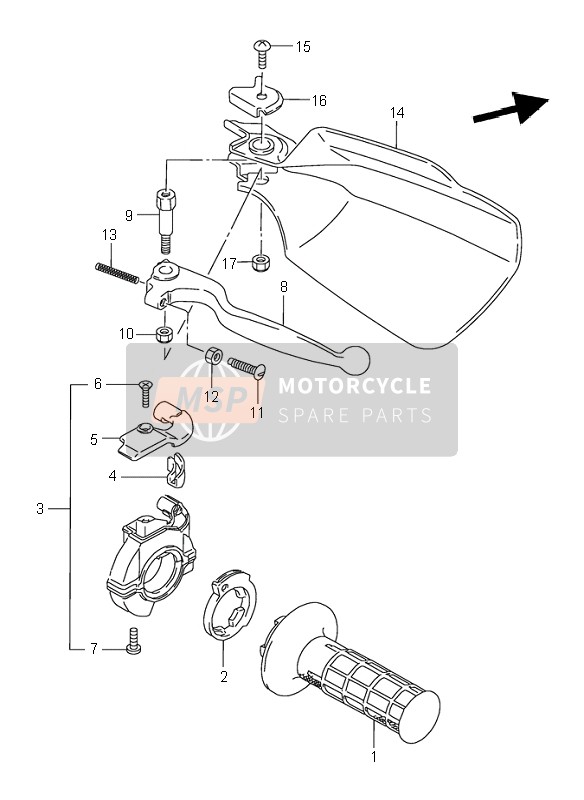 Suzuki RM-X250 1996 Copertura nocche destra per un 1996 Suzuki RM-X250