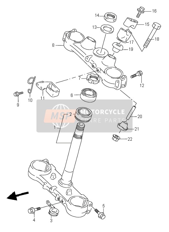 Suzuki RM-X250 1996 Steering Stem for a 1996 Suzuki RM-X250