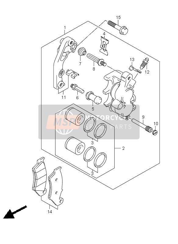 Suzuki RM-Z450 2010 Front Caliper for a 2010 Suzuki RM-Z450