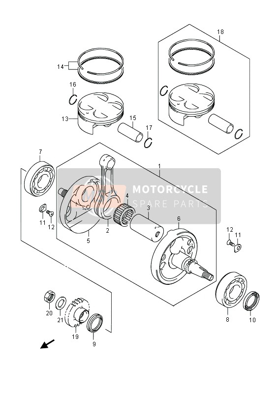 Suzuki RM-Z450 2013 Crankshaft for a 2013 Suzuki RM-Z450