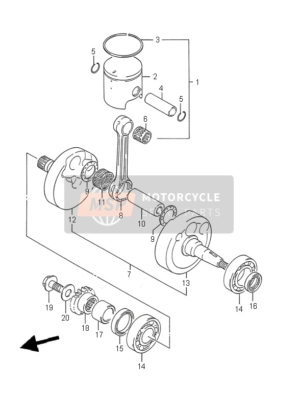 Suzuki RM125 1995 Crankshaft for a 1995 Suzuki RM125