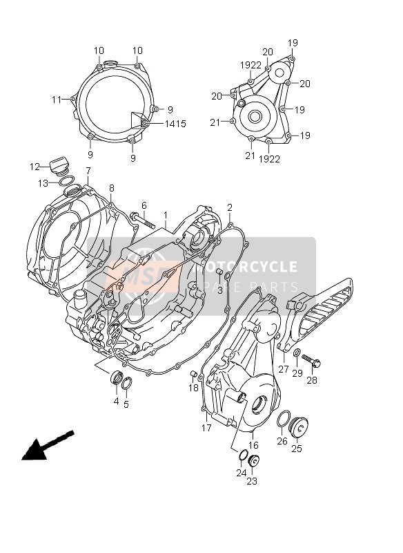 Suzuki RMX450Z 2011 KURBELGEHÄUSEABDECKUNG für ein 2011 Suzuki RMX450Z