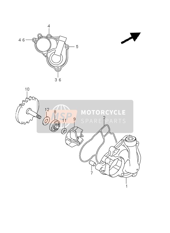 Suzuki RMX450Z 2011 Waterpomp voor een 2011 Suzuki RMX450Z