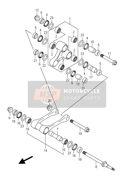 Suzuki RM-Z250 2011 Levier de coussin arrière pour un 2011 Suzuki RM-Z250