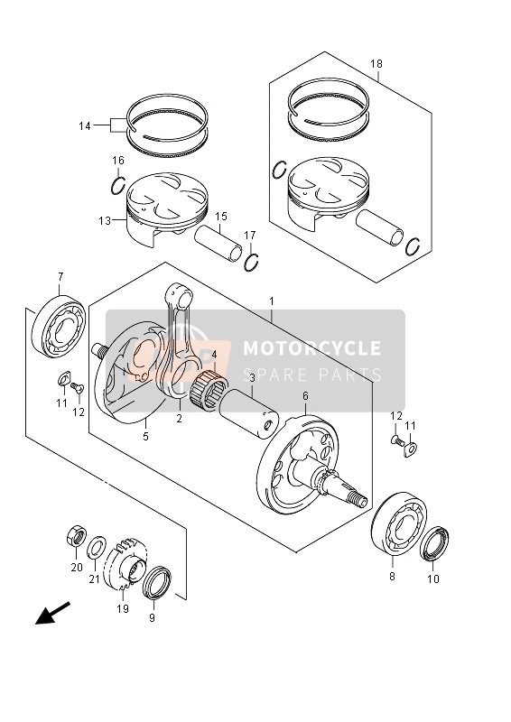 Suzuki RM-Z450 2011 Crankshaft for a 2011 Suzuki RM-Z450