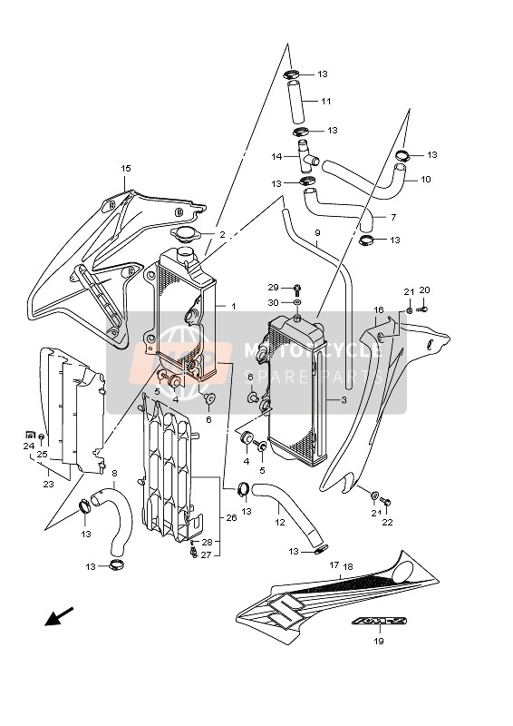 Suzuki RM-Z450 2011 Radiateur pour un 2011 Suzuki RM-Z450