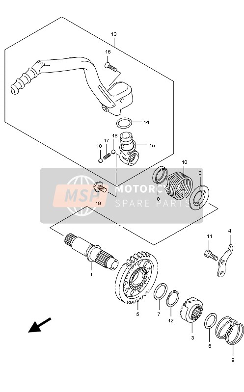 Suzuki RM-Z450 2011 Kick Starter voor een 2011 Suzuki RM-Z450