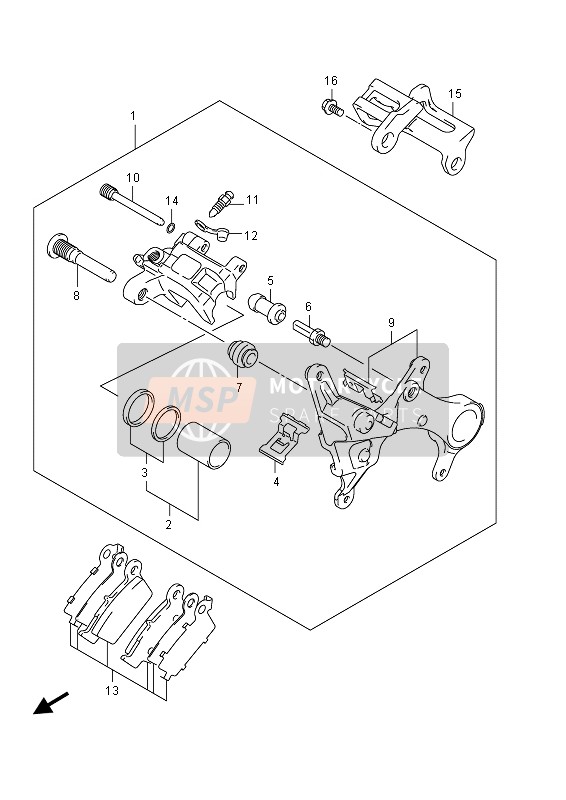 Suzuki RM-Z450 2011 Rear Caliper for a 2011 Suzuki RM-Z450