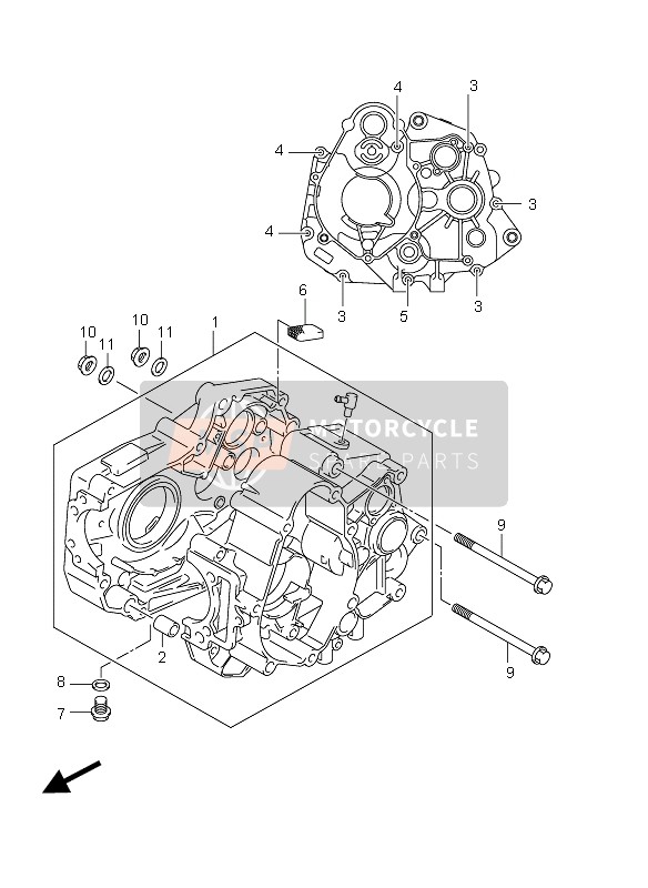 Suzuki DR-Z70 2012 Crankcase for a 2012 Suzuki DR-Z70