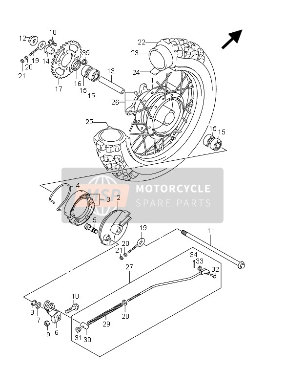 Suzuki DR-Z70 2012 Ruota posteriore per un 2012 Suzuki DR-Z70