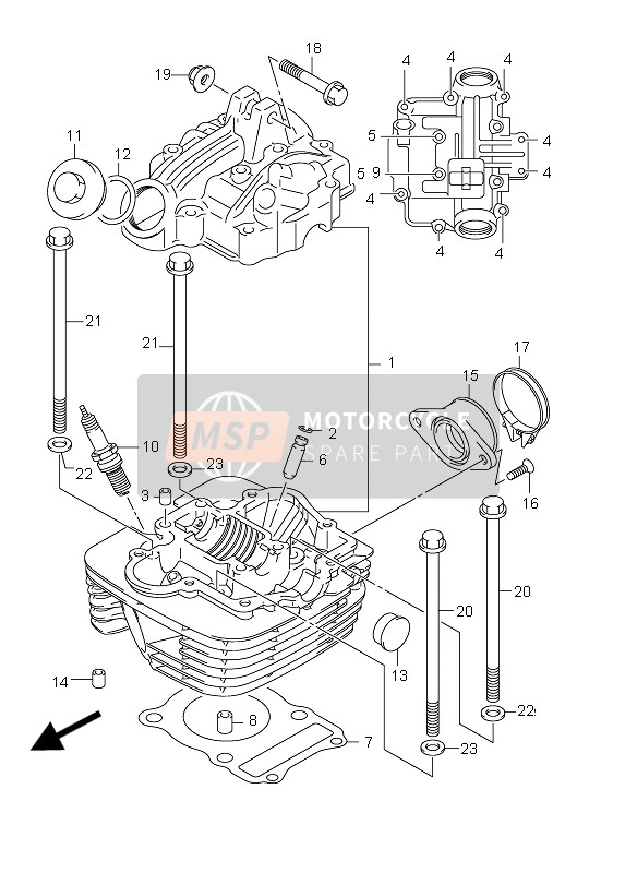 Suzuki DR-Z125 (SW & LW) 2012 Cylinder Head for a 2012 Suzuki DR-Z125 (SW & LW)