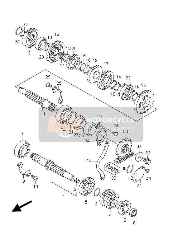 Suzuki DR-Z125 (SW & LW) 2012 Transmisión (SW-E33) para un 2012 Suzuki DR-Z125 (SW & LW)