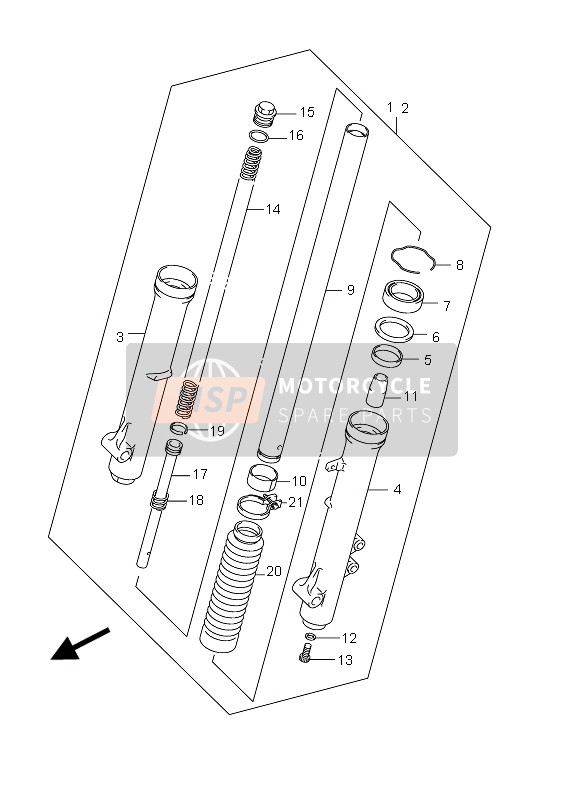 Suzuki DR-Z125 (SW & LW) 2012 Front Damper (LW-E33) for a 2012 Suzuki DR-Z125 (SW & LW)