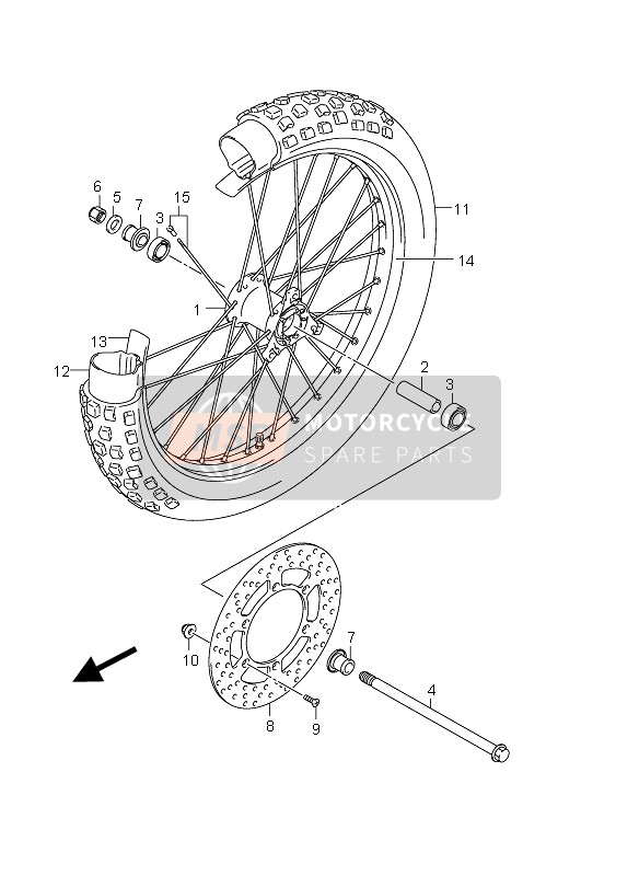 Suzuki DR-Z125 (SW & LW) 2012 Roue avant (LW-E33) pour un 2012 Suzuki DR-Z125 (SW & LW)