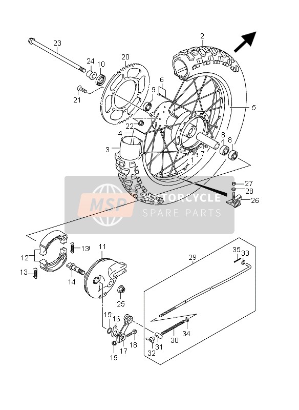 Suzuki DR-Z125 (SW & LW) 2012 Rueda trasera (SW-E33) para un 2012 Suzuki DR-Z125 (SW & LW)